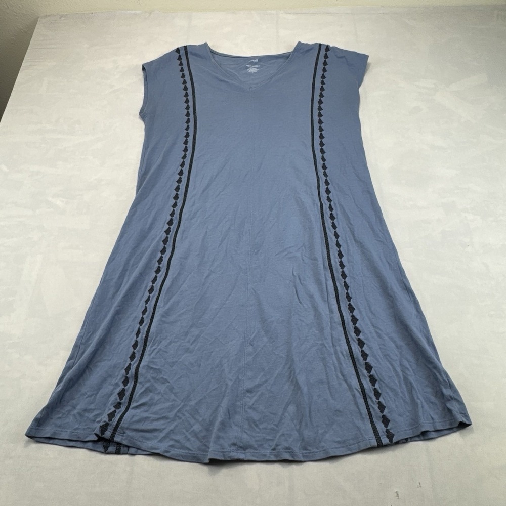 Pure Jill J Jill Womens S Blue Embroidered Cap Sleeve Tencel Modal Dress